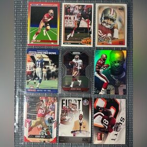 🏈 Jerry Rice NFL National Football League Sports Trading Cards, Qty 9, Lot #2